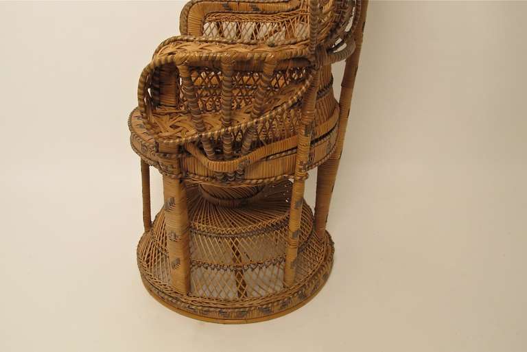 Victorian Antique Wicker and Rattan Peacock Fan Chair