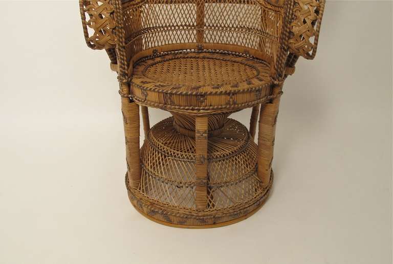 American Antique Wicker and Rattan Peacock Fan Chair