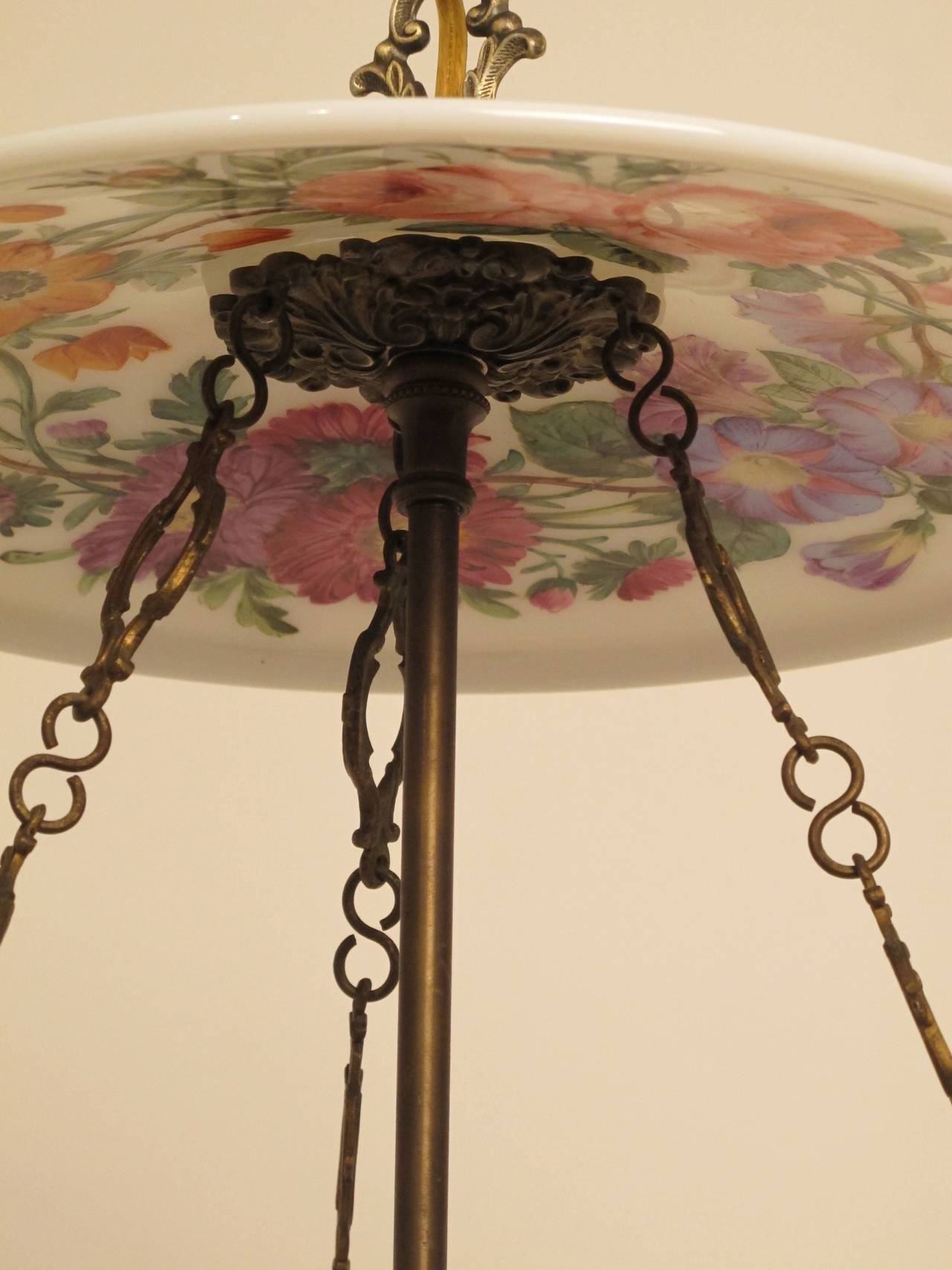 19th Century Hurricane Lamp Light Fixture In Excellent Condition In San Francisco, CA