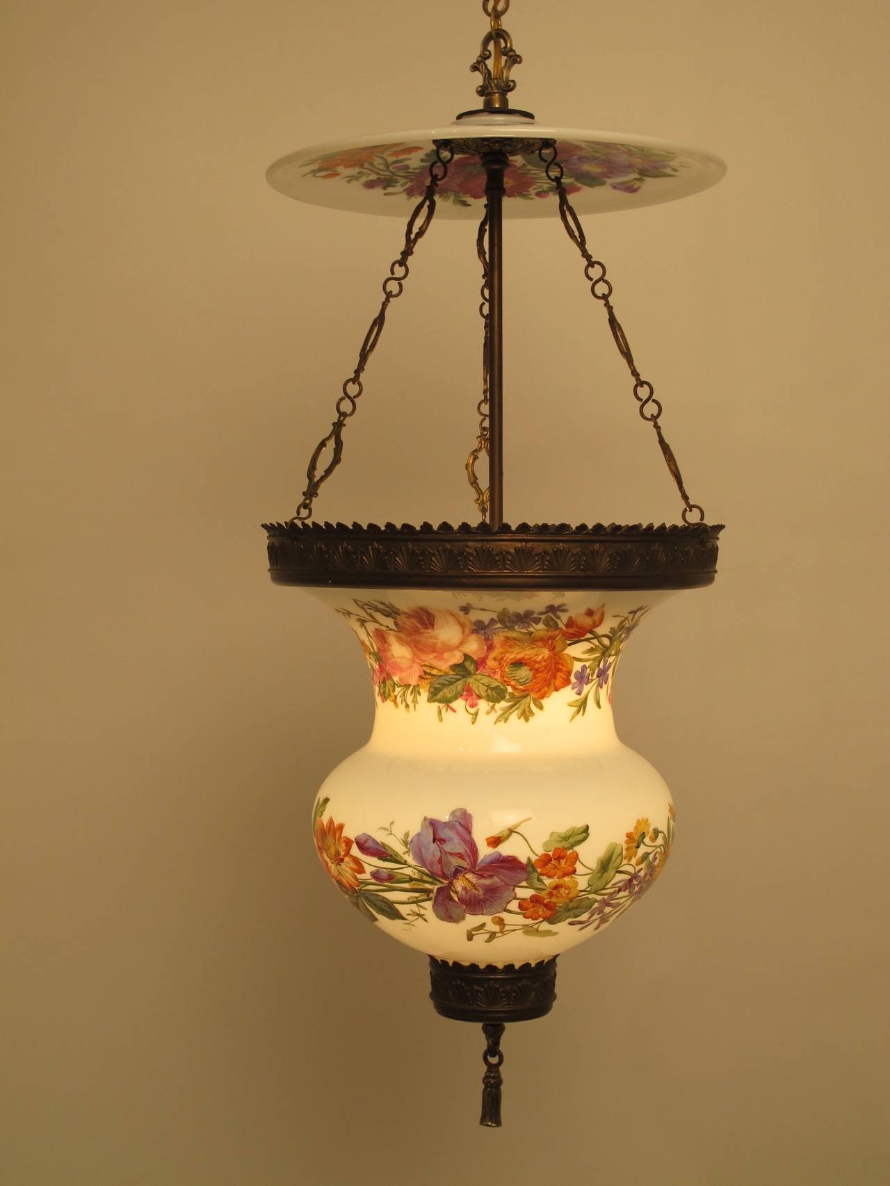 Glass 19th Century Hurricane Lamp Light Fixture