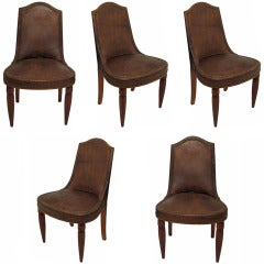 French Art Deco Side Chairs, Set of 5