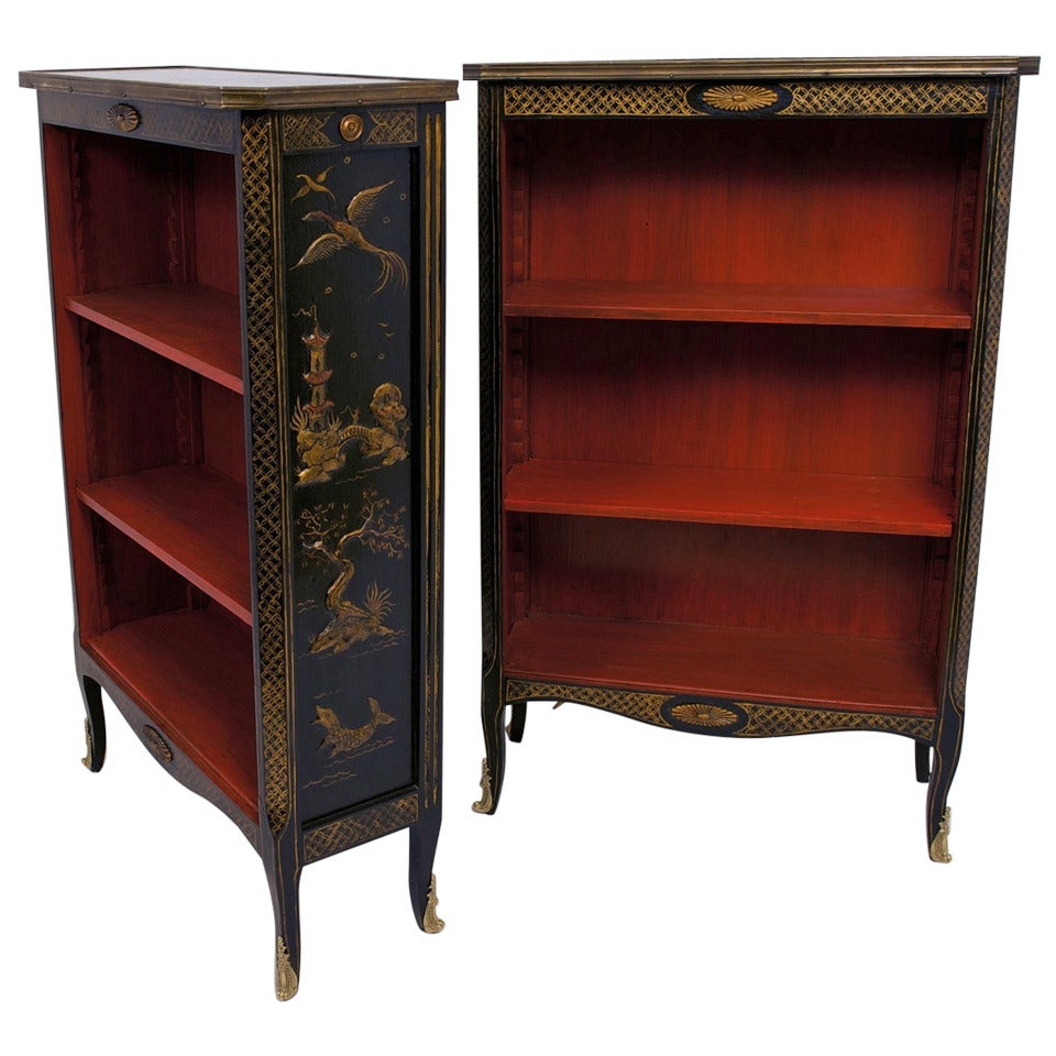 Pair of French Chinoiserie Bookcases