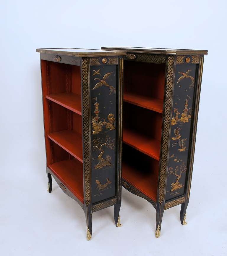 20th Century Pair of French Chinoiserie Bookcases