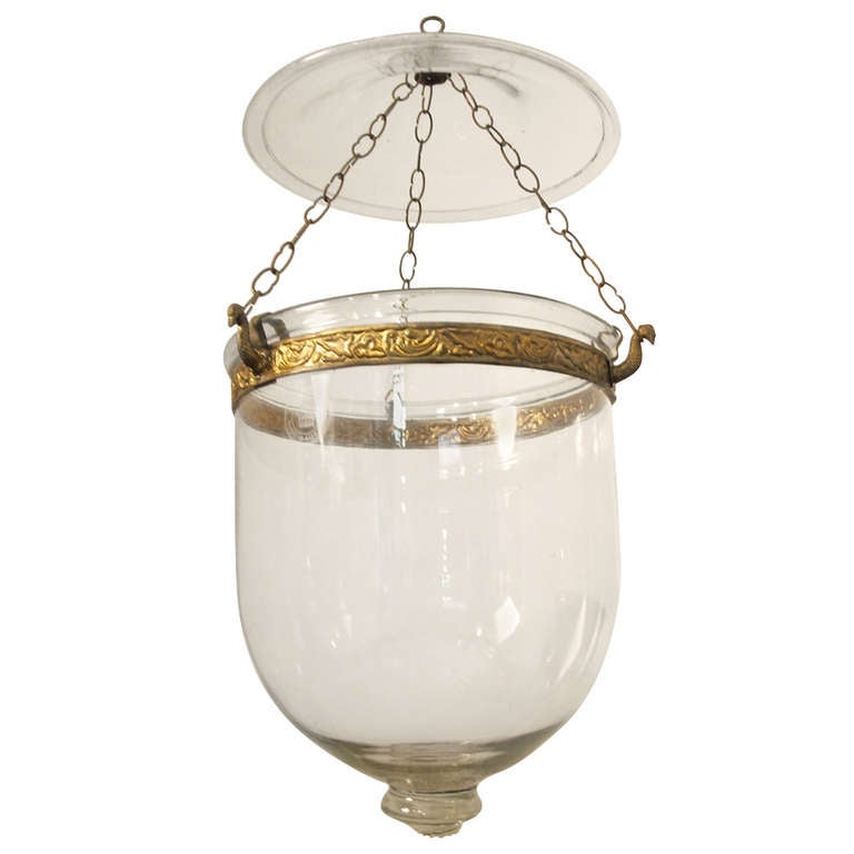 19th C Genuine Free N Glass Hanging Hurricane Lantern With 19th C Genuine Free N Glass Hanging Hurricane Lantern With Canopy For