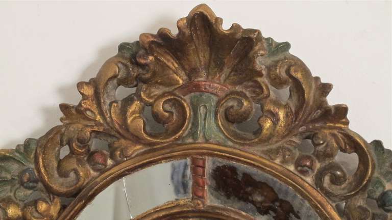 Carved Baroque Style Wood and Mirror Sconces For Sale