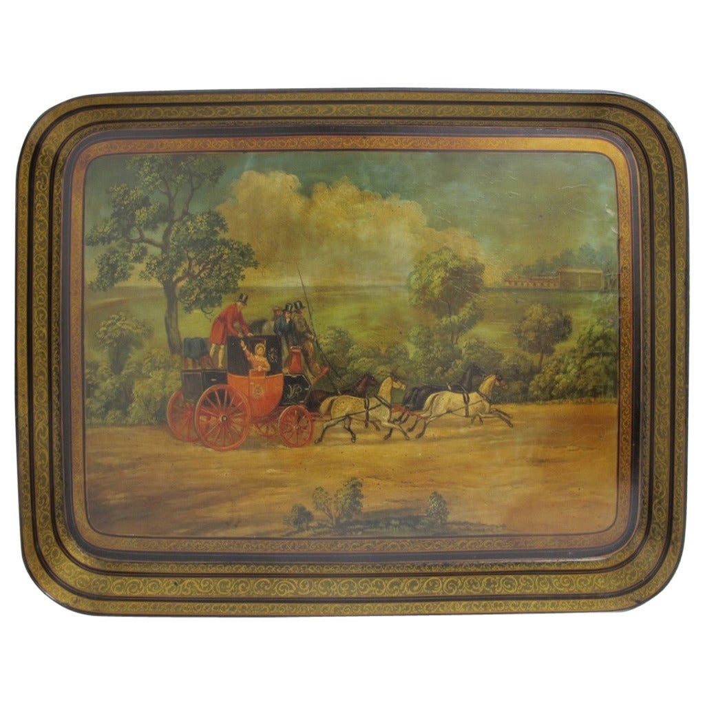 19th Century English Papier Mâché Tray