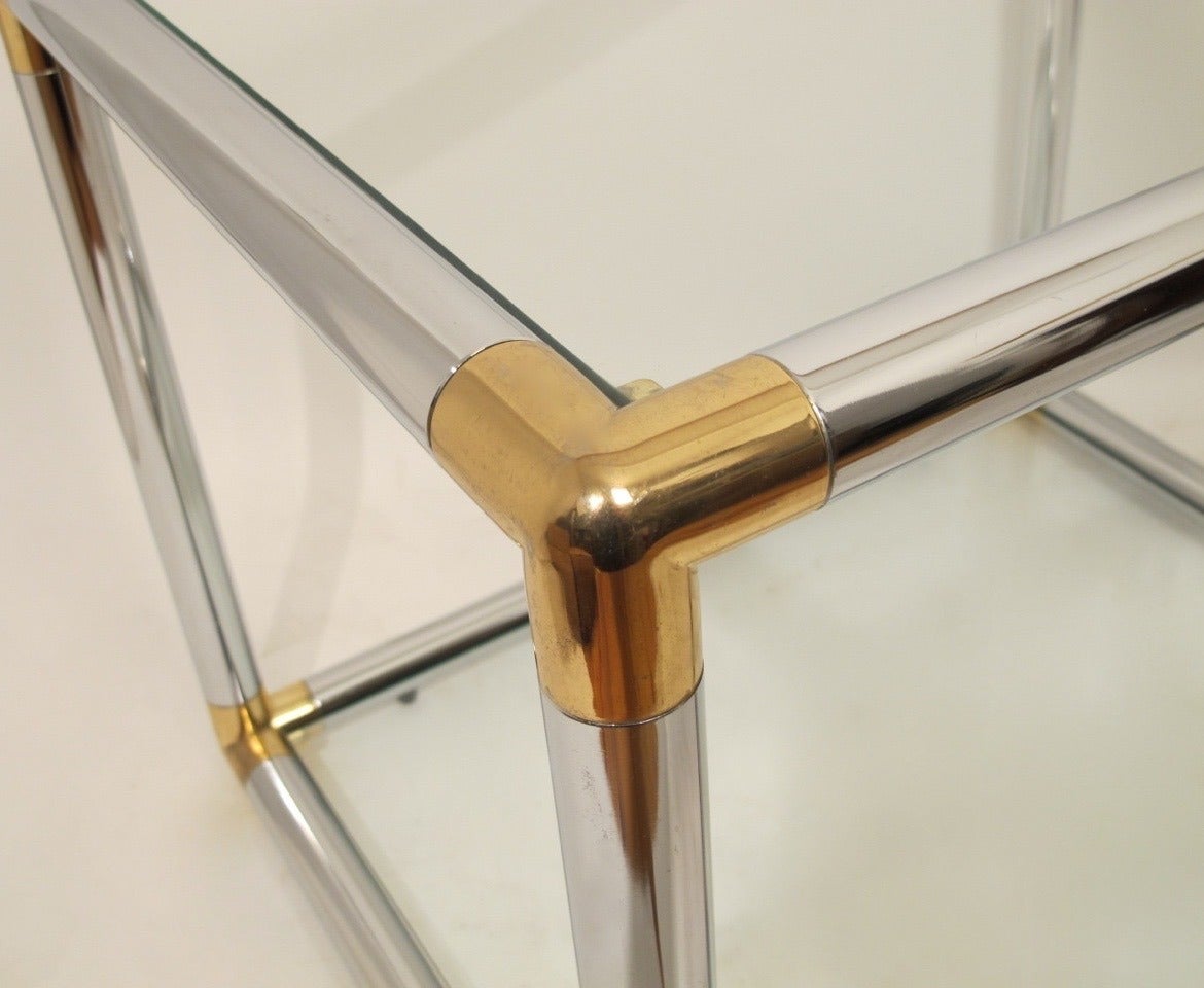 20th Century Pair of Italian Mid-Century Modern Chrome and Brass Side Tables