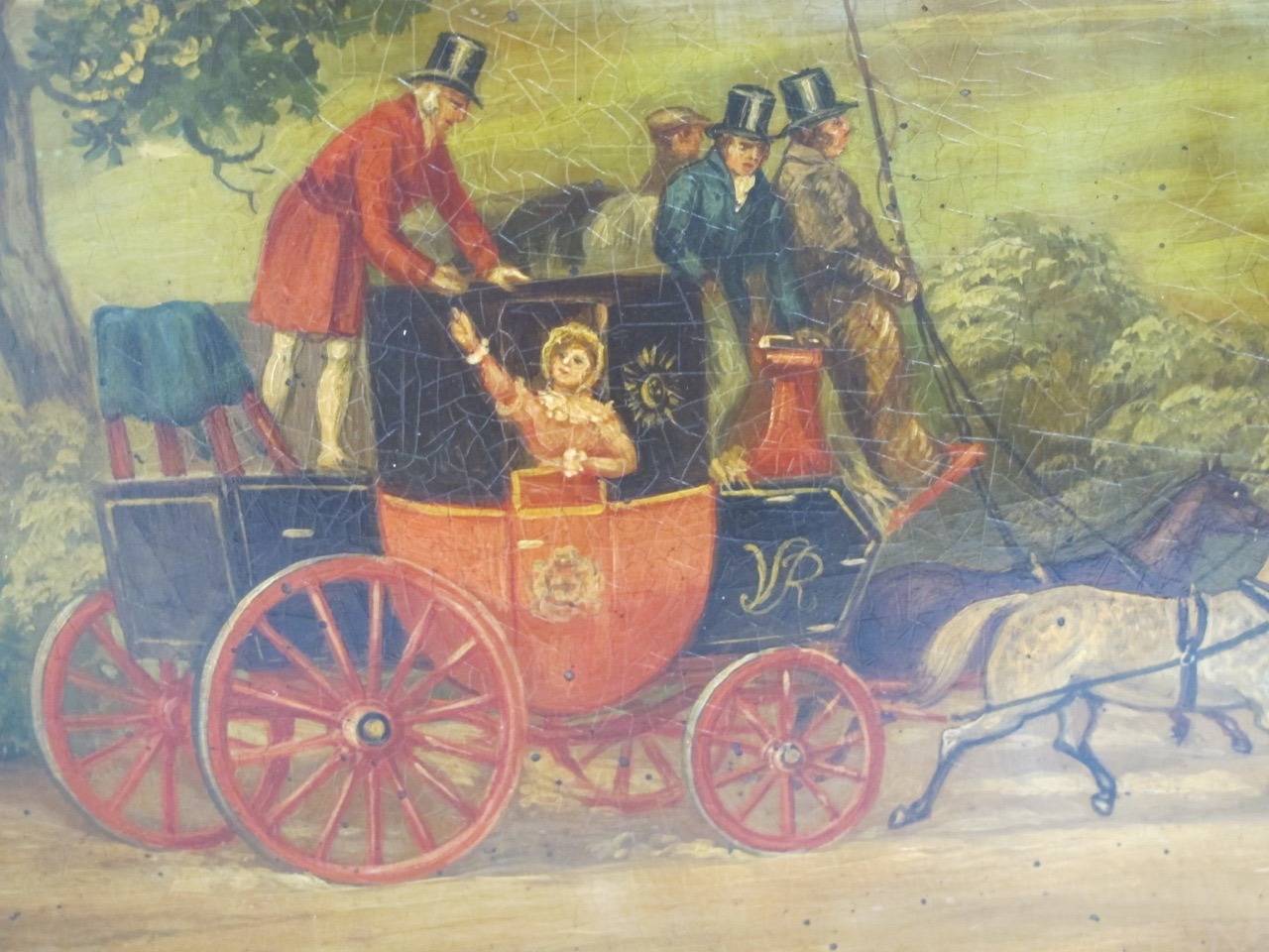 Hand-Painted 19th Century English Papier Mâché Tray For Sale