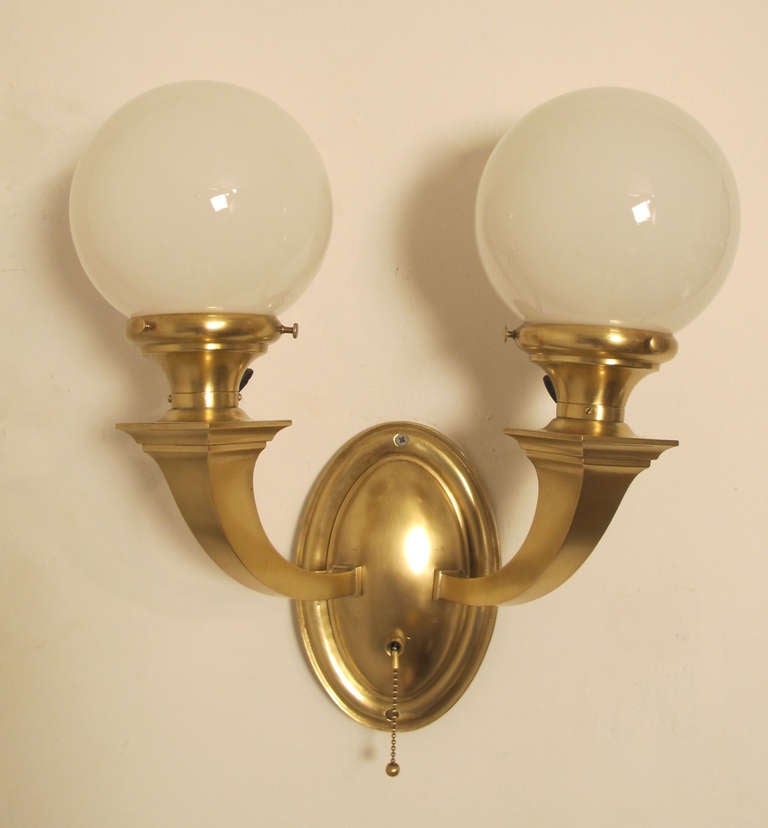 American Brass Double Globe Wall Sconces