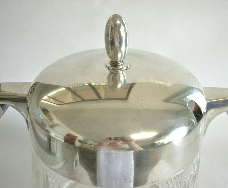 Grand Art Deco Cut Crystal and Silver Ice Bucket by Wilhelm Binder In Excellent Condition In San Francisco, CA
