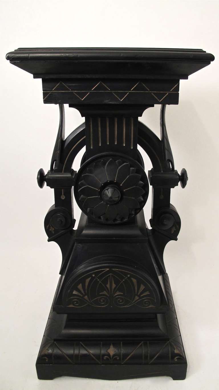 An extraordinary and large Victorian/Aesthetic period ebonized wood pedestal.