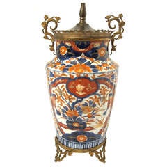 19thC Imari Porcelain Vase/Lamp