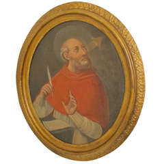 18th Century, Spanish Colonial Religious Painting of San Geronimo 4