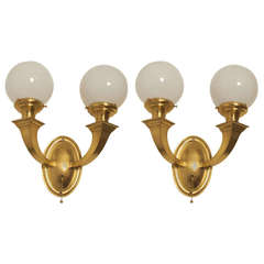 Brass Double Globe Wall Sconces 1