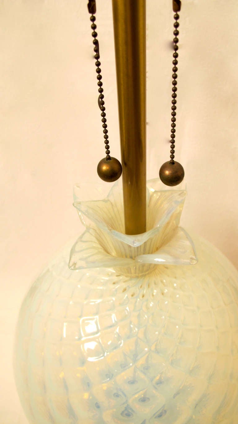 Italian Venetian Opaline Pineapple Lamp For Sale