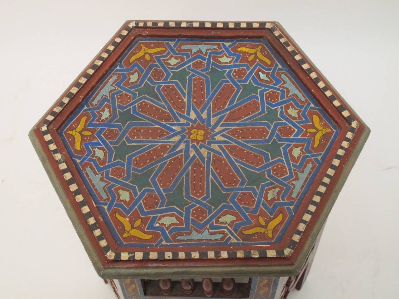 Painted Arabesque or Moroccan Tabouret Table