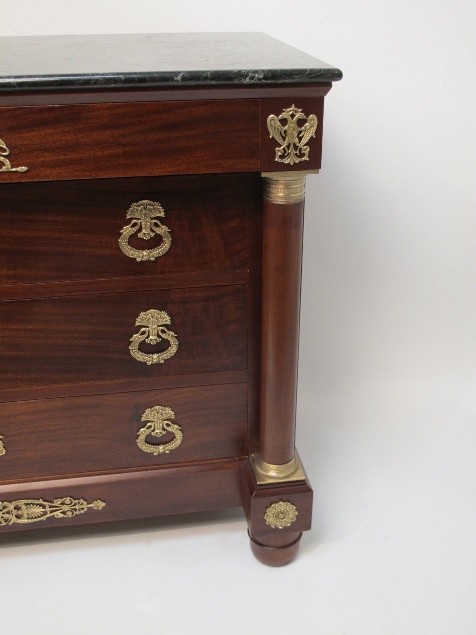 Brass French Empire Mahogany Chest of Drawers