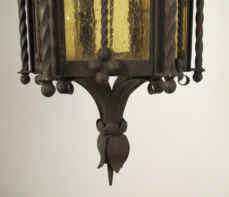 Farol de hierro forjado y cristal de estilo español, principios del siglo XX en Bueno estado para la venta en San Francisco, CA