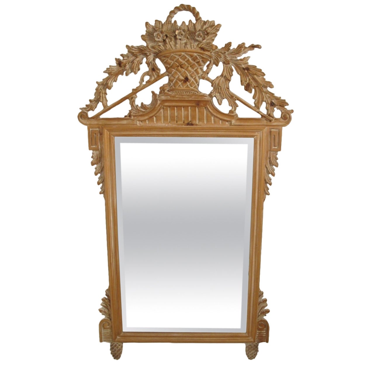 Italian White Washed Mirror For Sale
