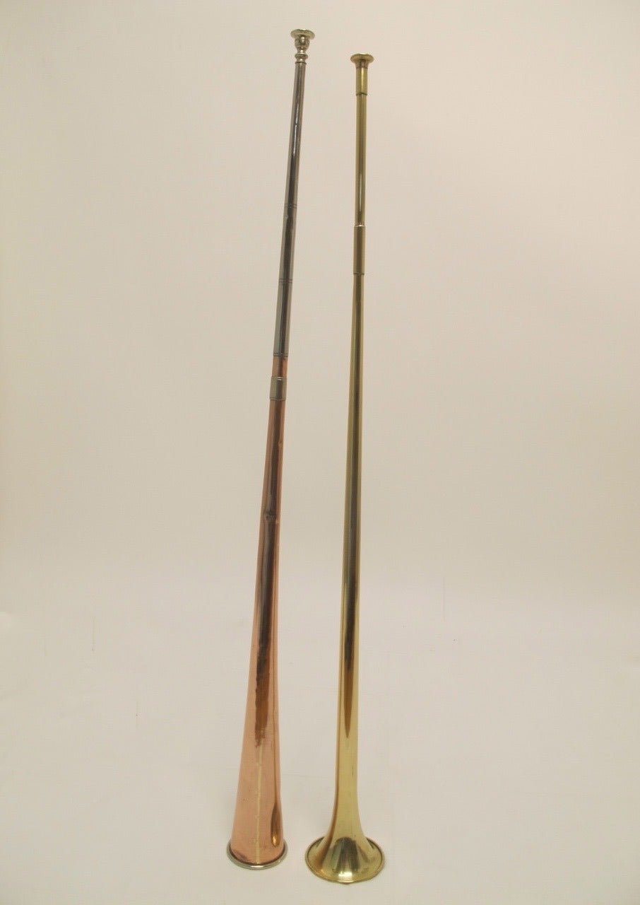 Brass Two Coaching Horns, English, 19th Century