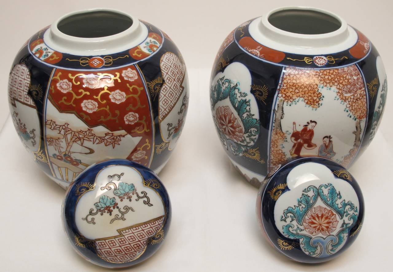 Late 19th Century Pair of Imari Ginger Jars