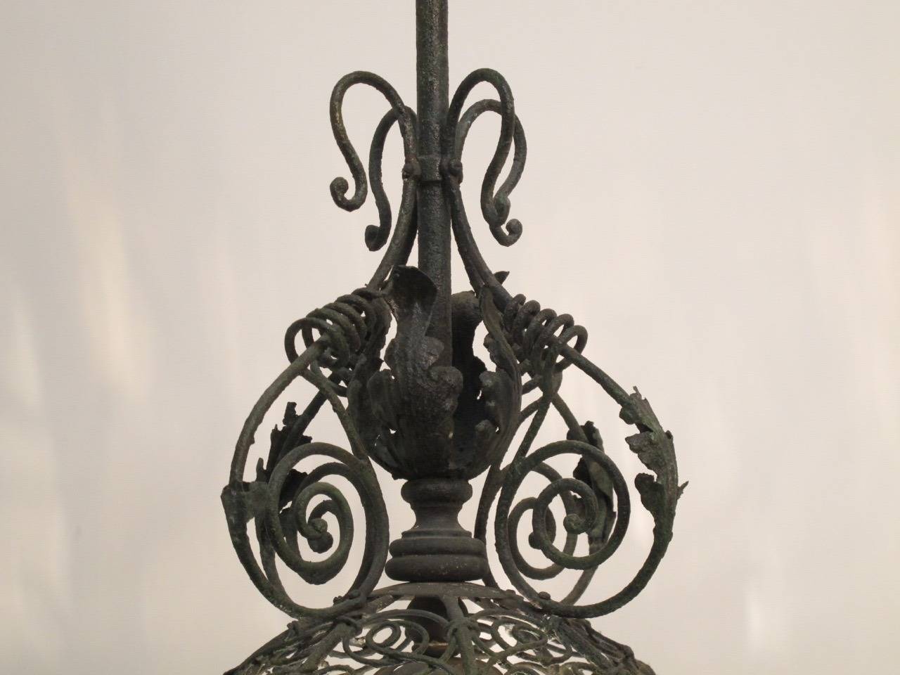 19th Century Patinated Brass Pendant Light Fixture 3