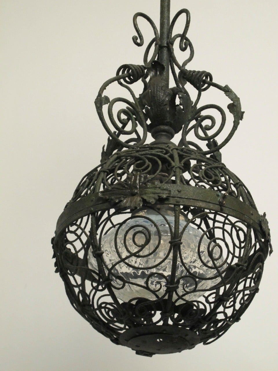 19th Century Patinated Brass Pendant Light Fixture 6