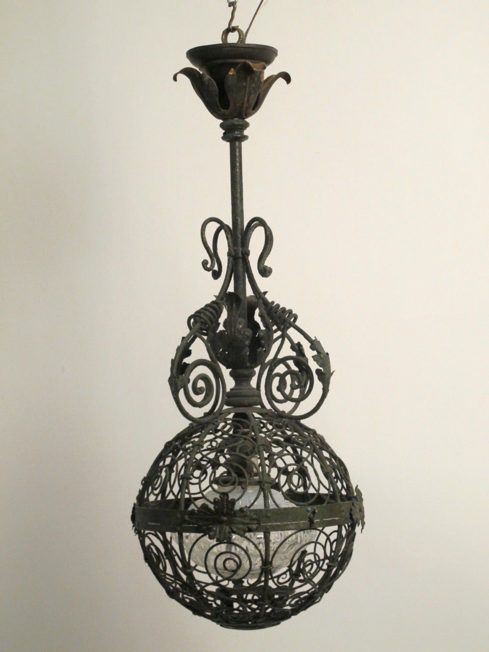 19th Century Patinated Brass Pendant Light Fixture 5