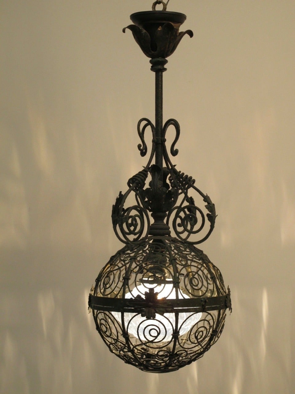 19th Century Patinated Brass Pendant Light Fixture 2