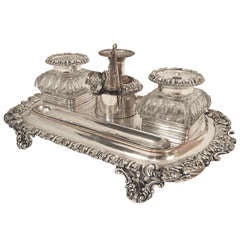 Antique English Sheffield Ink Stand