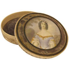 19thC Ivory Portrait Box