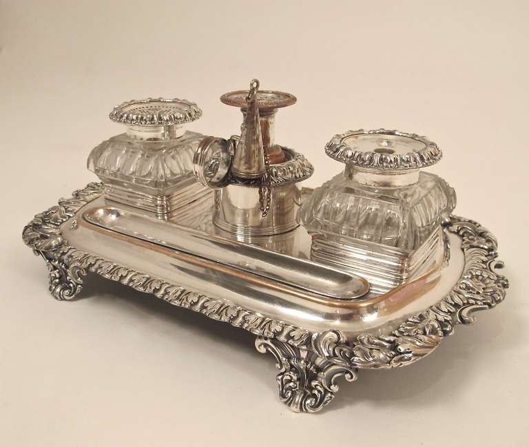 English Sheffield Ink Stand
