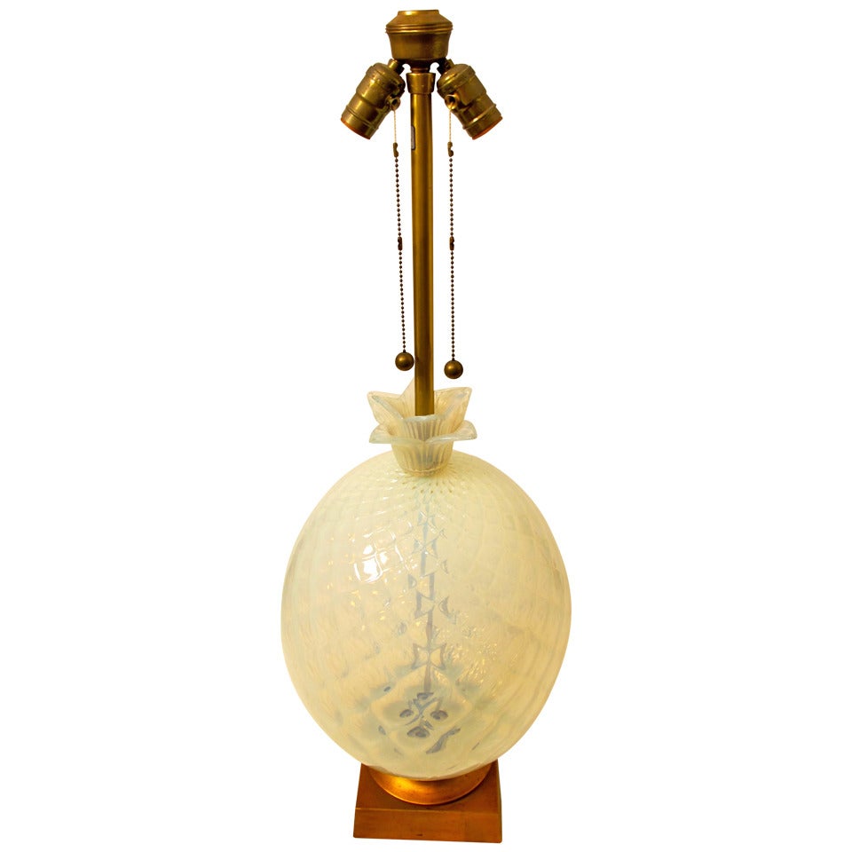 Venetian Opaline Pineapple Lamp For Sale