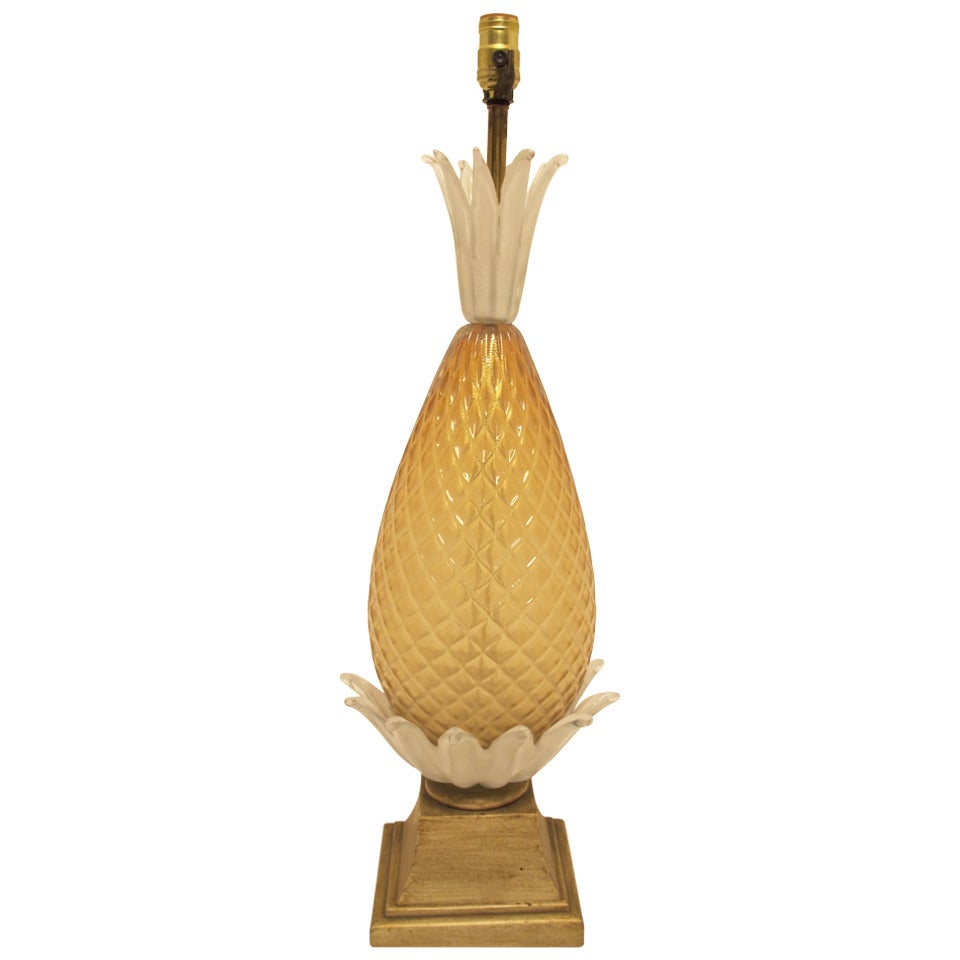 Large Mid-Century Venetian Murano Pineapple Lamp
