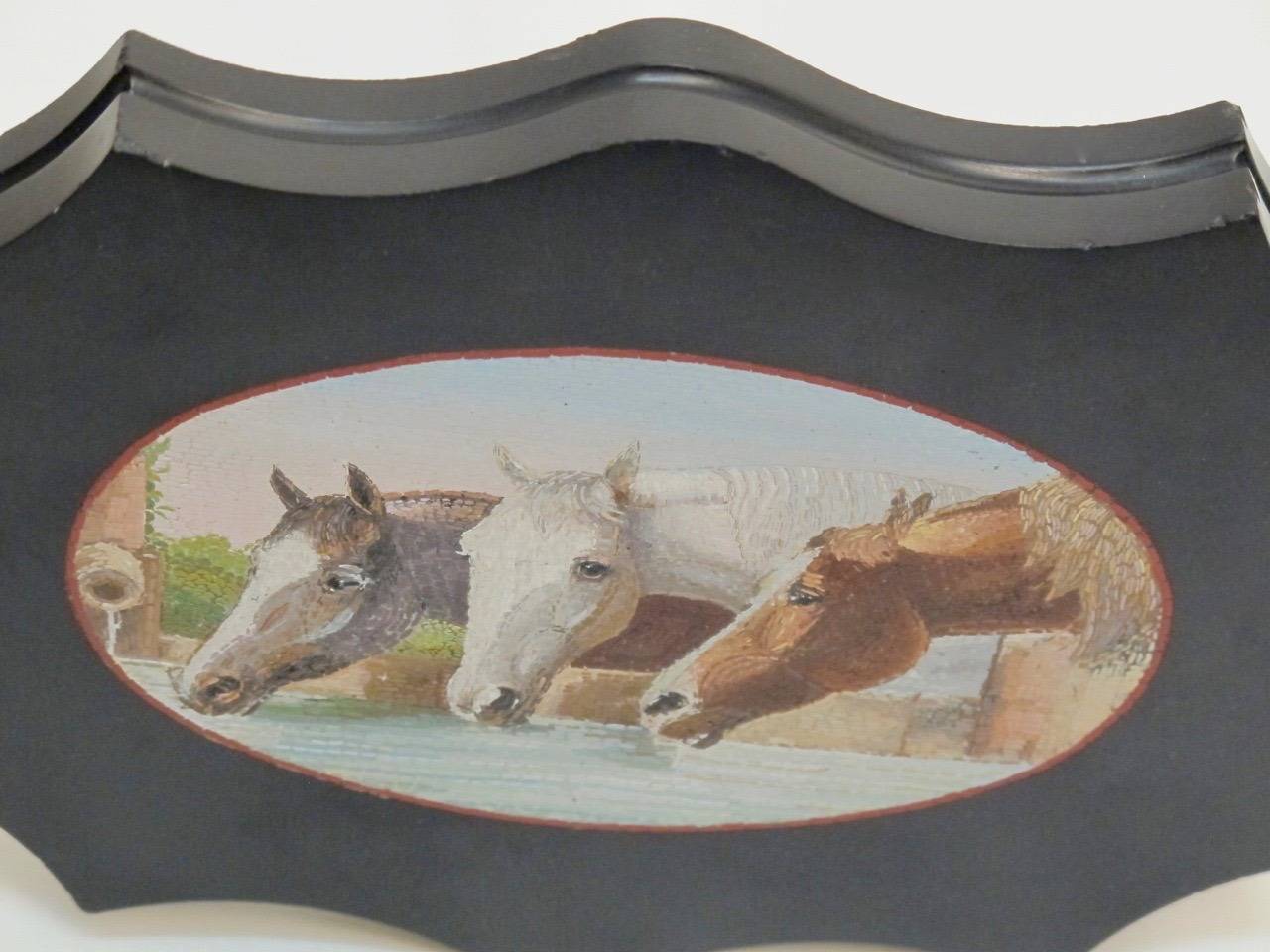 Italian 19th Century Grand Tour Micro Mosaic of Horses