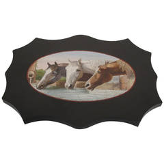 Antique 19th Century Grand Tour Micro Mosaic of Horses
