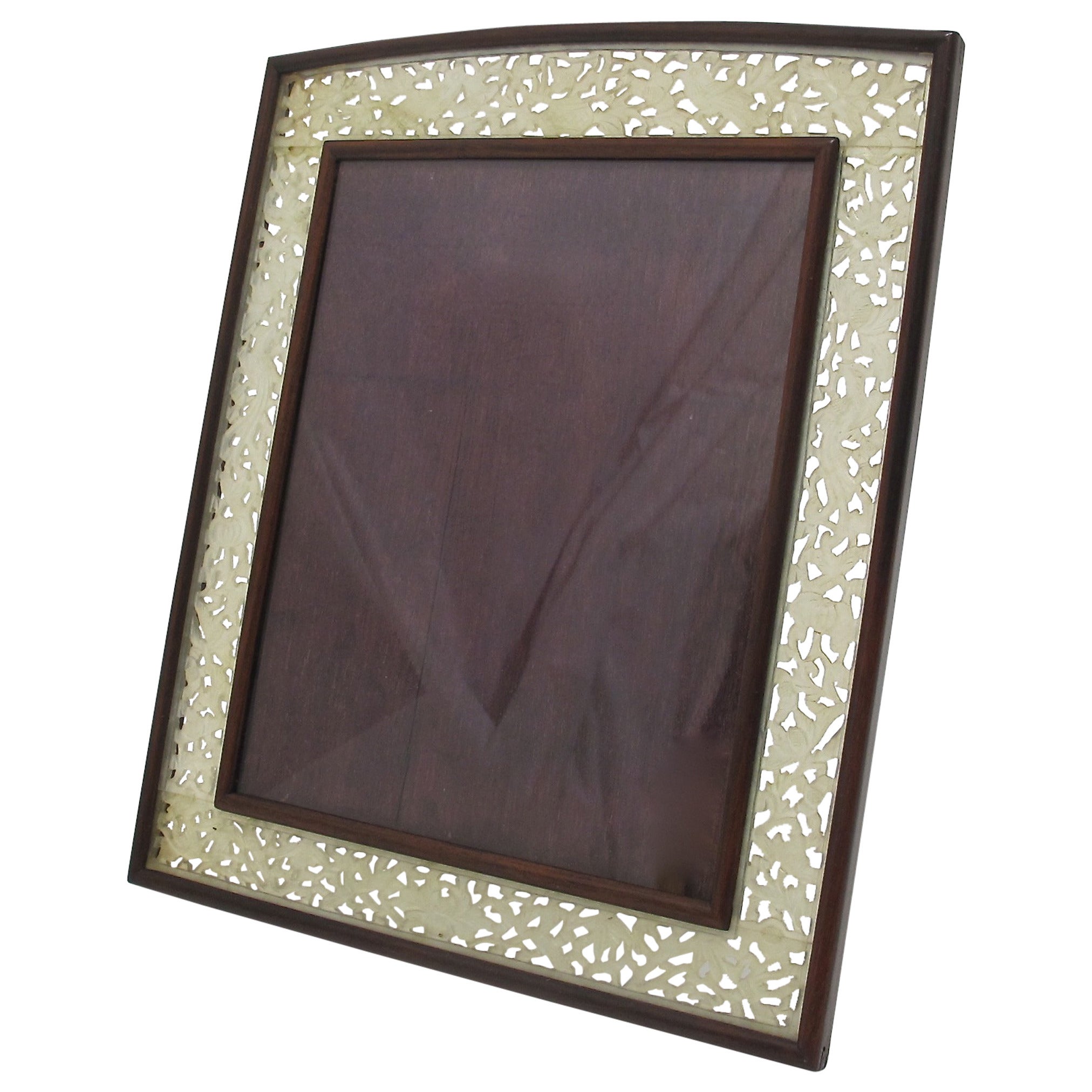 Antique Chinese Rosewood and Jade Frame