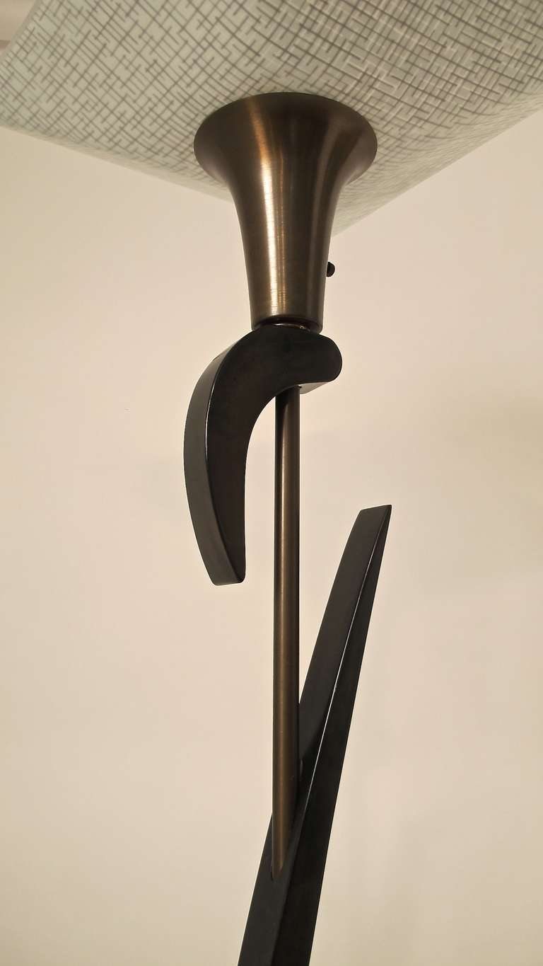 Mid-Century Floor Lamp with Black Lacquer Finish In Good Condition In San Francisco, CA