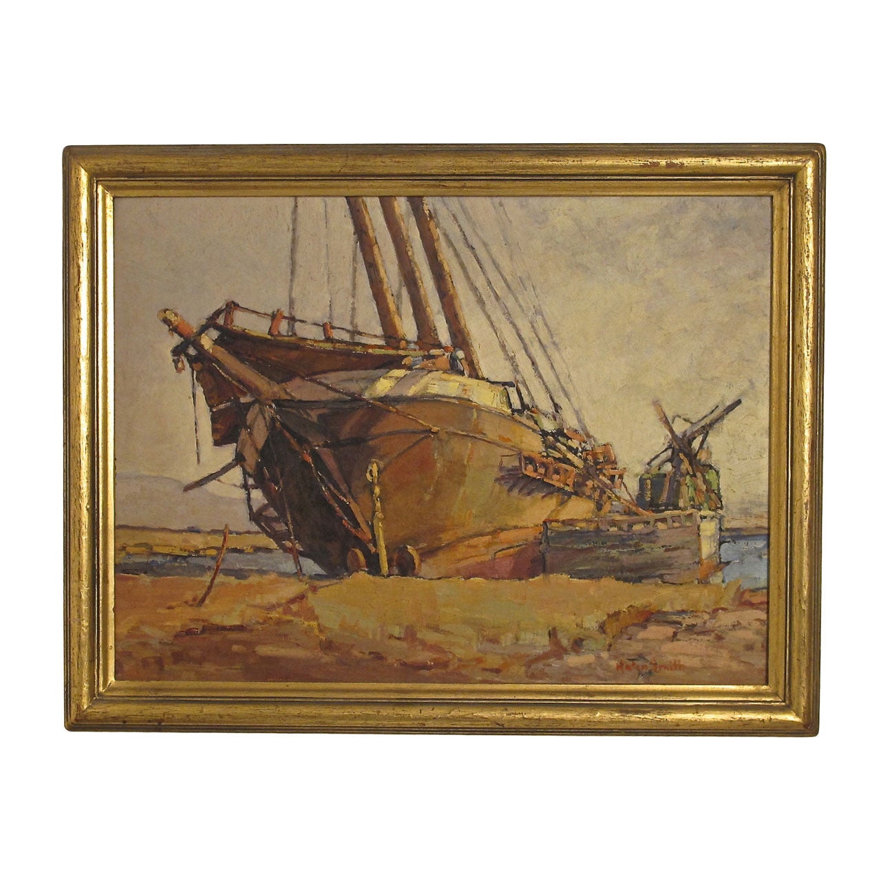 Beached Sailboat Painting by Helen Smith