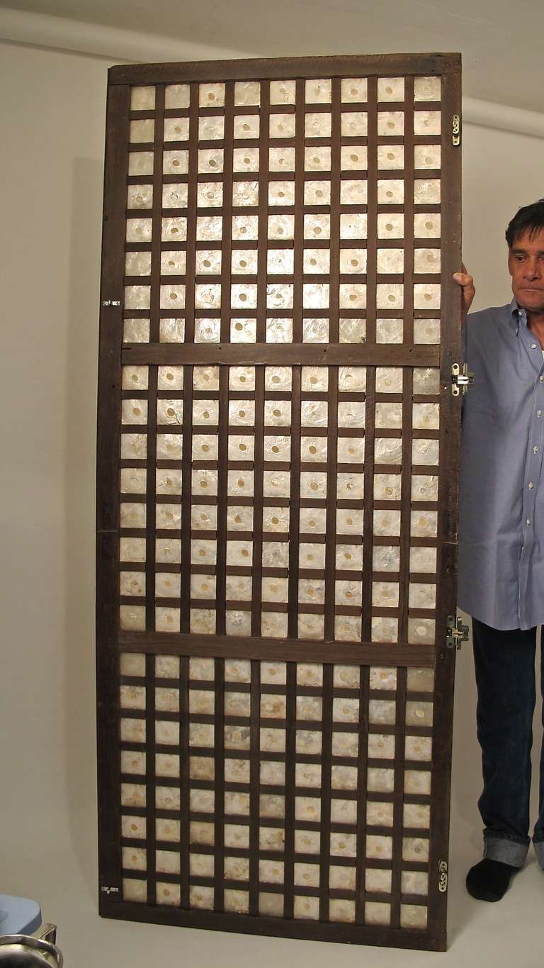 Architectural Teak and Inlay Shell Door 1