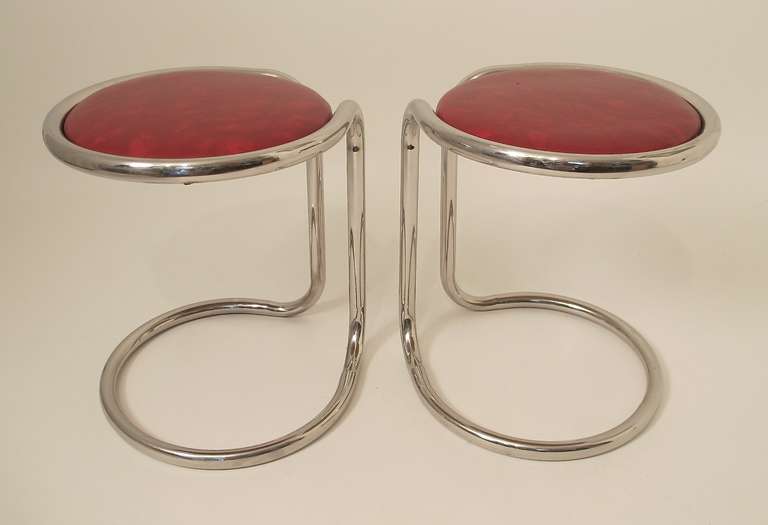 Mid-20th Century Vintage Chrome Stools