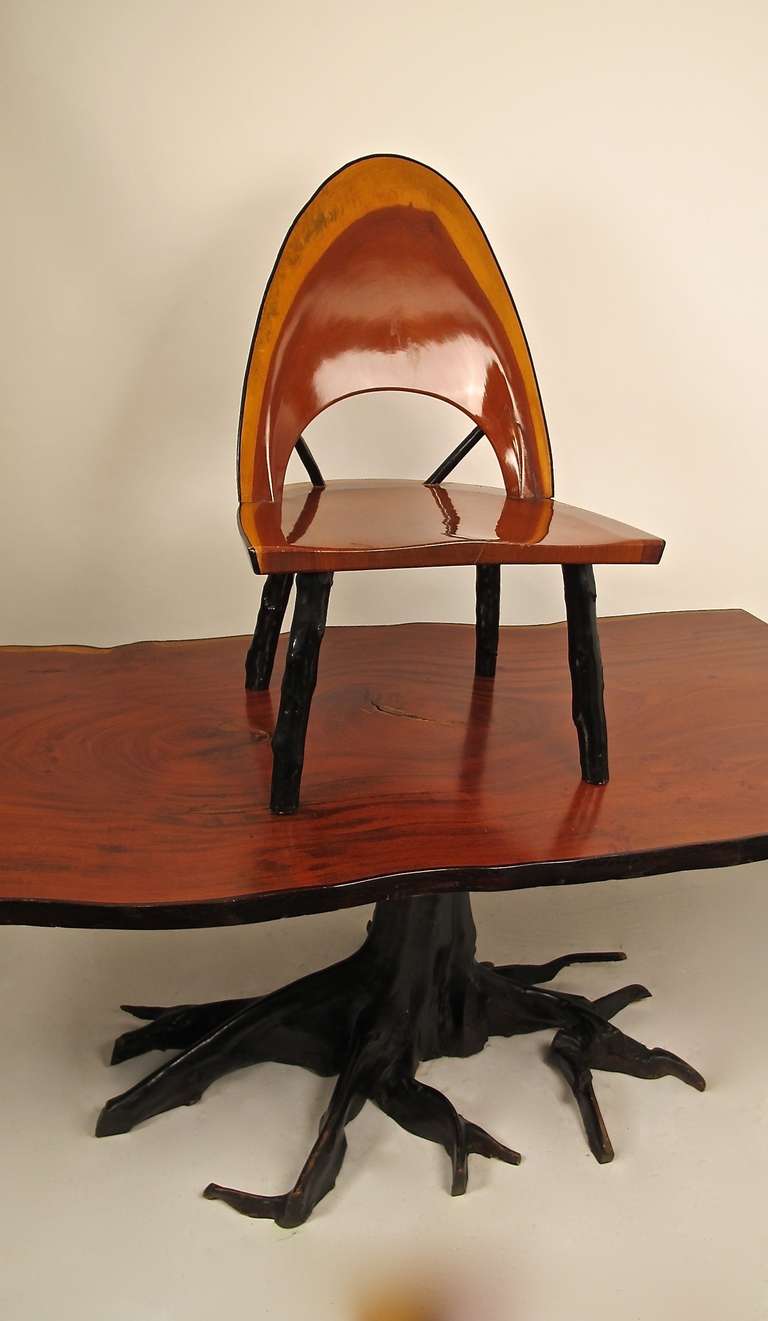 Set of Four Unique Rustic Tree Form Dining Chairs, American Mid-20th Century In Excellent Condition In San Francisco, CA