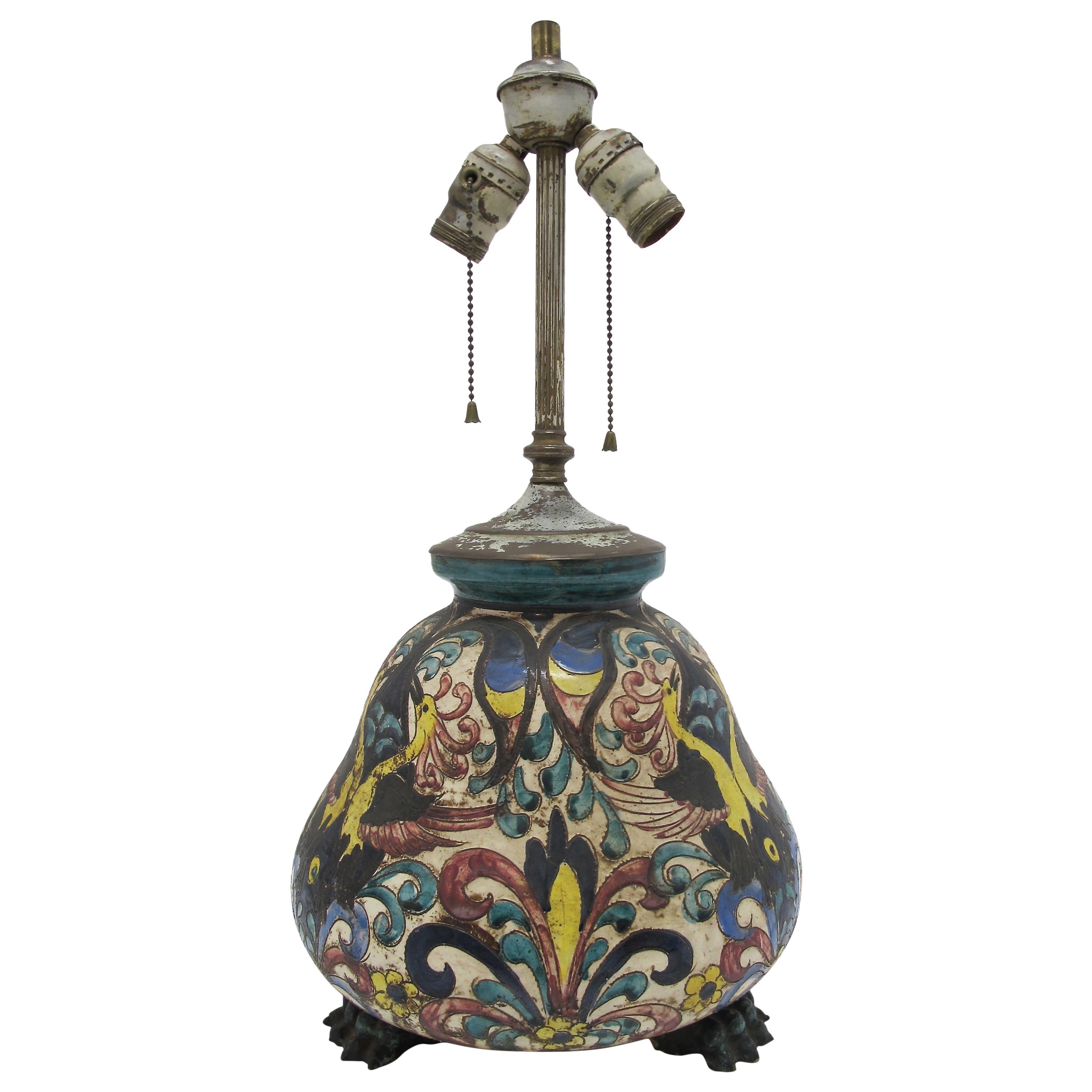 1920s Italian Pottery Lamp