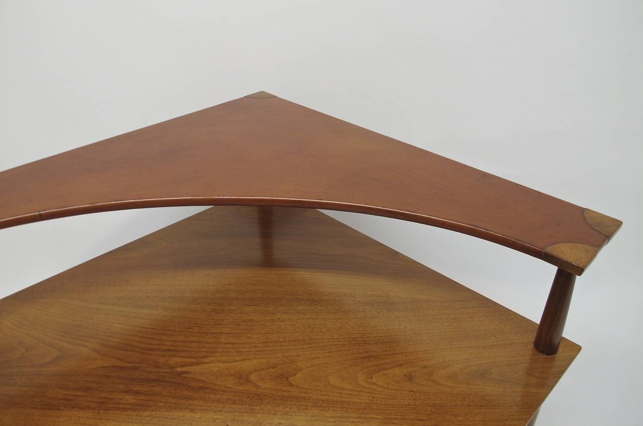 Stained Henredon Mid Century Walnut and Leather Occasional Table