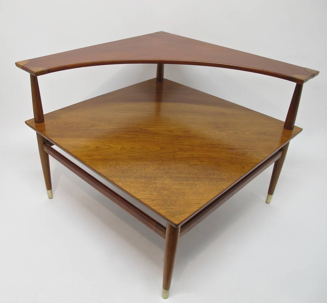 American Henredon Mid Century Walnut and Leather Occasional Table