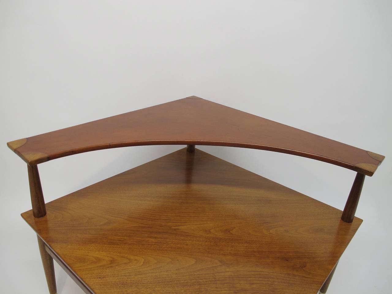 Henredon Mid Century Walnut and Leather Occasional Table at 1stDibs