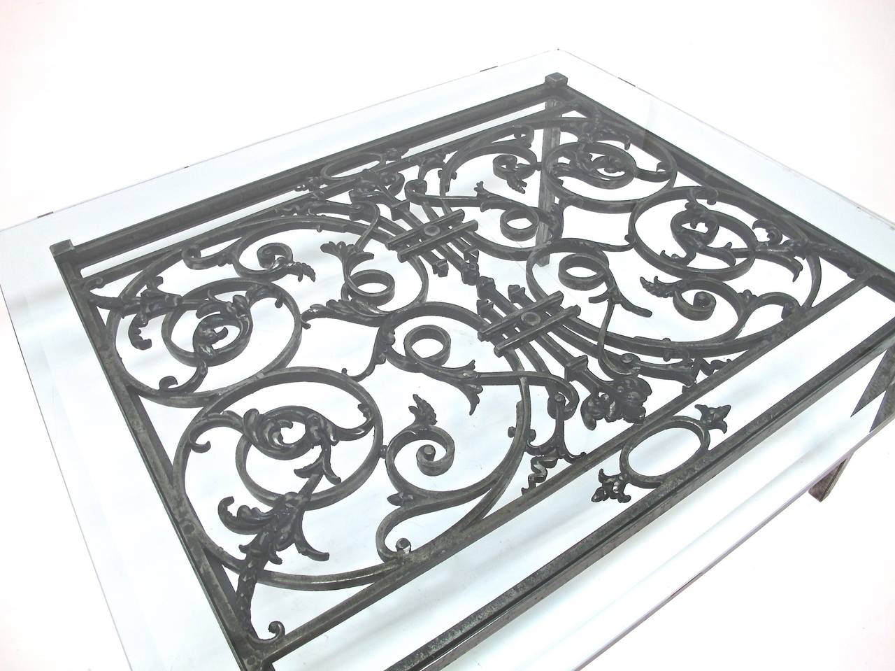 Polished Iron Grate Coffee Table, French 19th Century 1