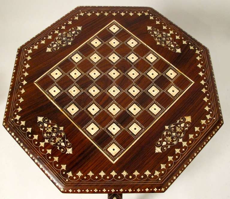 20th Century Anglo-Indian Rosewood Game/Chess Table