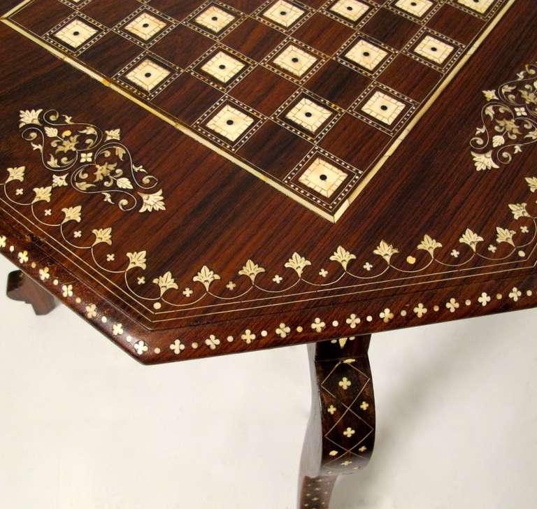 Anglo-Indian Rosewood Game/Chess Table 1