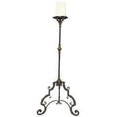 Antique 18th Century Italian Wrought Iron Candle Stand